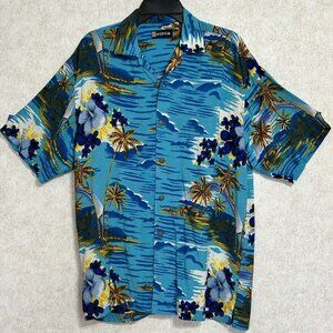 Wingo Vintage Shirt Men's Hawaiian Beach Floral Palm Trees Ocean Size XL